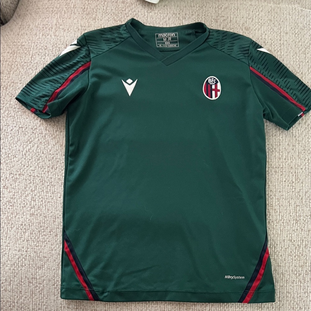 MACARON Green Kids Jersey with Red Accents